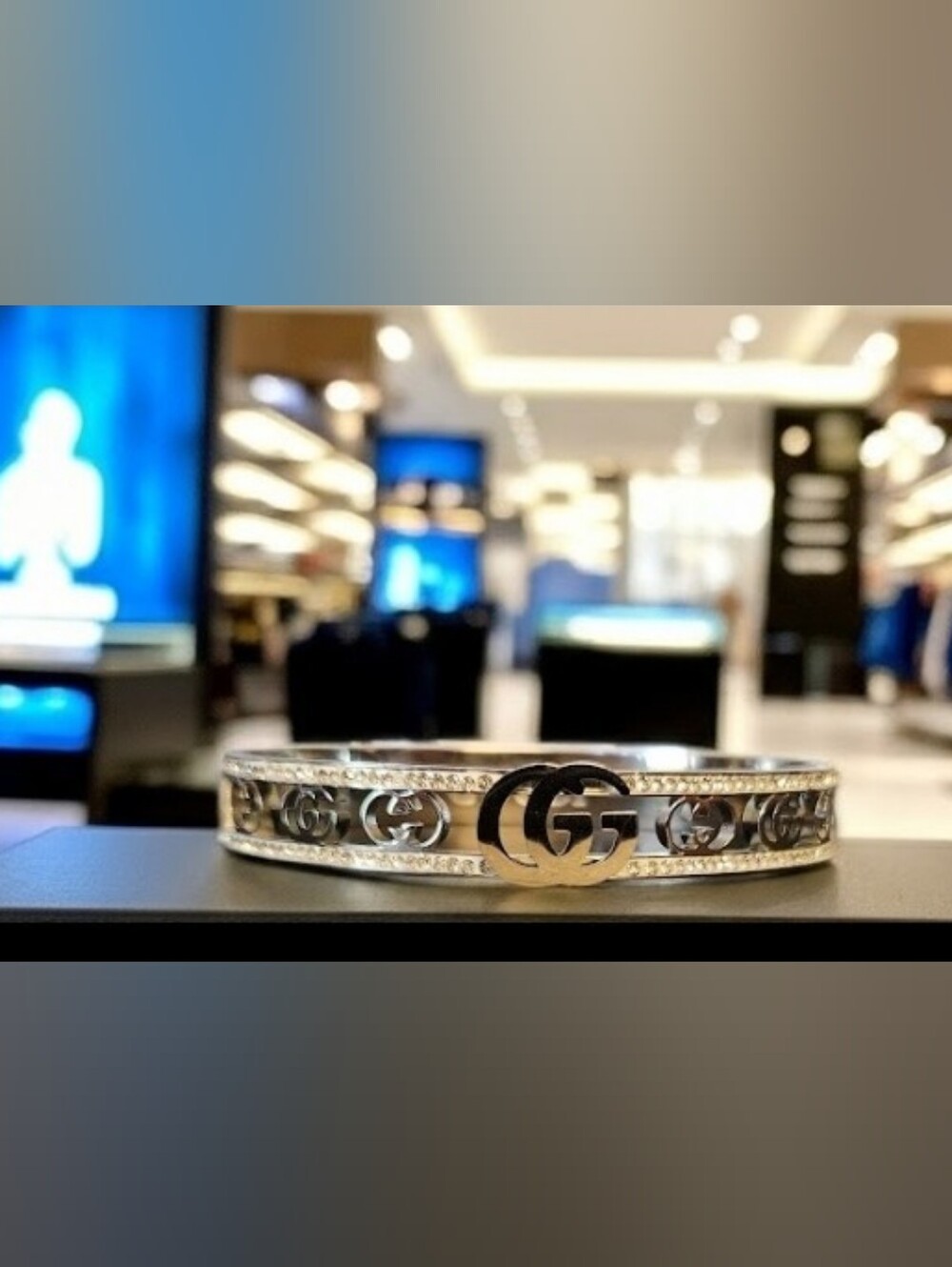 Gucci Gold Double G Crystal Bangle